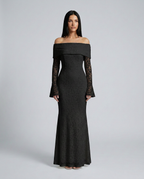 EVIE | Lace Off Shoulder Long Sleeve Maxi Dress