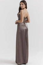 EVIE | Satin Lace-Up Back Maxi Dress