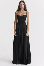 EVIE | Satin Lace-Up Back Maxi Dress