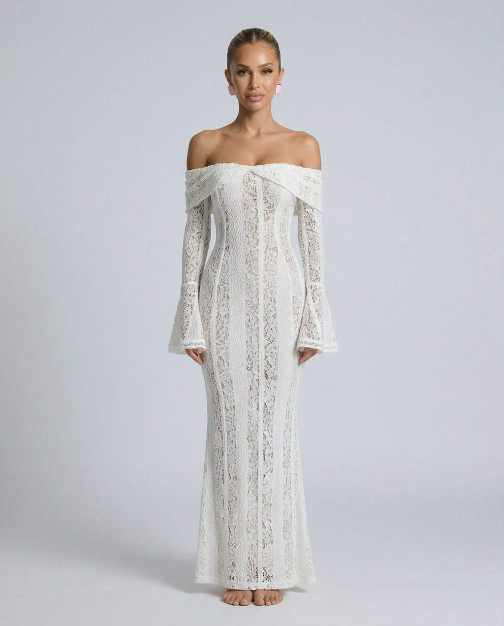 EVIE | Off Shoulder Lace Floral Maxi Dress