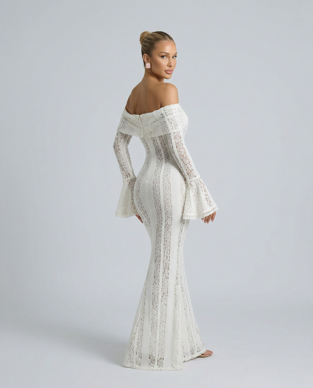 EVIE | Off Shoulder Lace Floral Maxi Dress