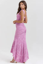 EVIE | Floral Texture Corset Maxi Dress