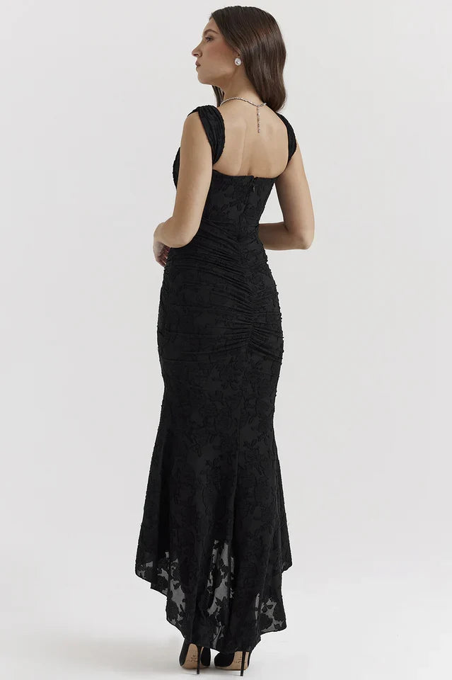 EVIE | Floral Texture Corset Maxi Dress