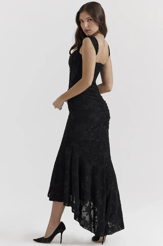 EVIE | Floral Texture Corset Maxi Dress