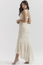 EVIE | Floral Texture Corset Maxi Dress