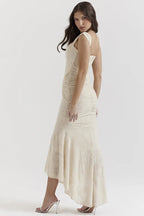 EVIE | Floral Texture Corset Maxi Dress