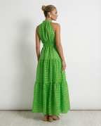 EVIE | Halter Neck Tie Waist Tiered Maxi Dress