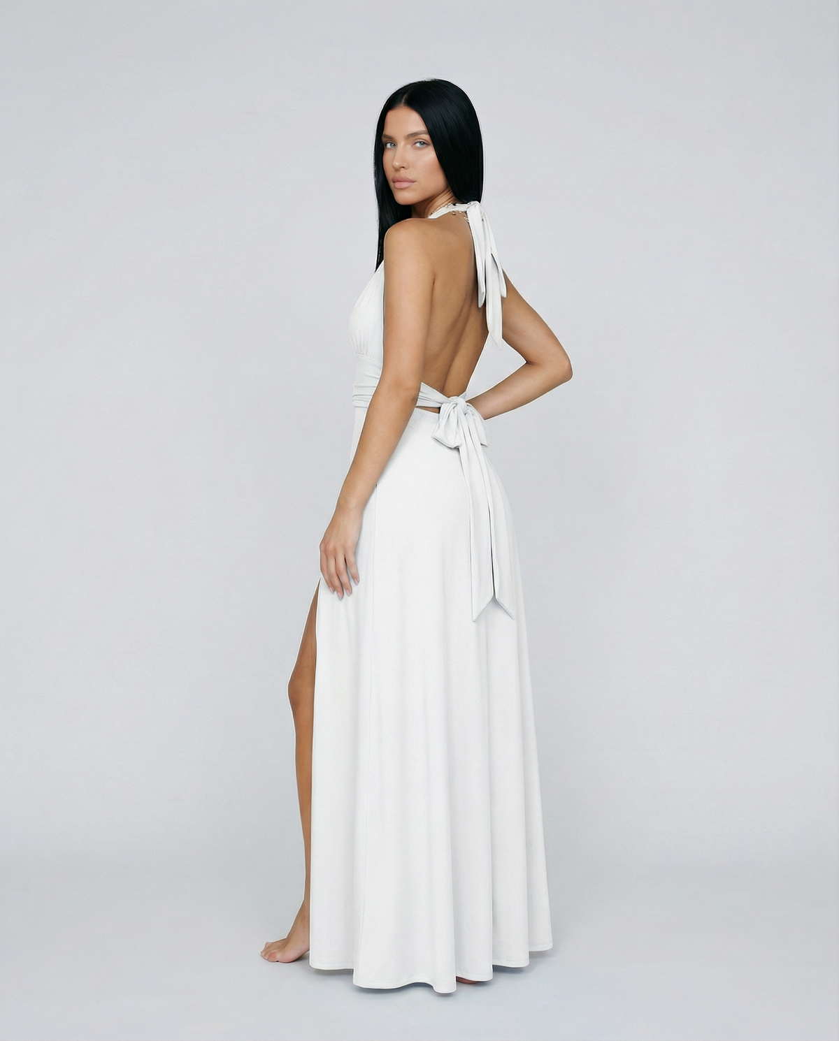 EVIE | Halter Neck Wrap High Slit Maxi Dress