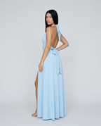EVIE | Halter Neck Wrap High Slit Maxi Dress
