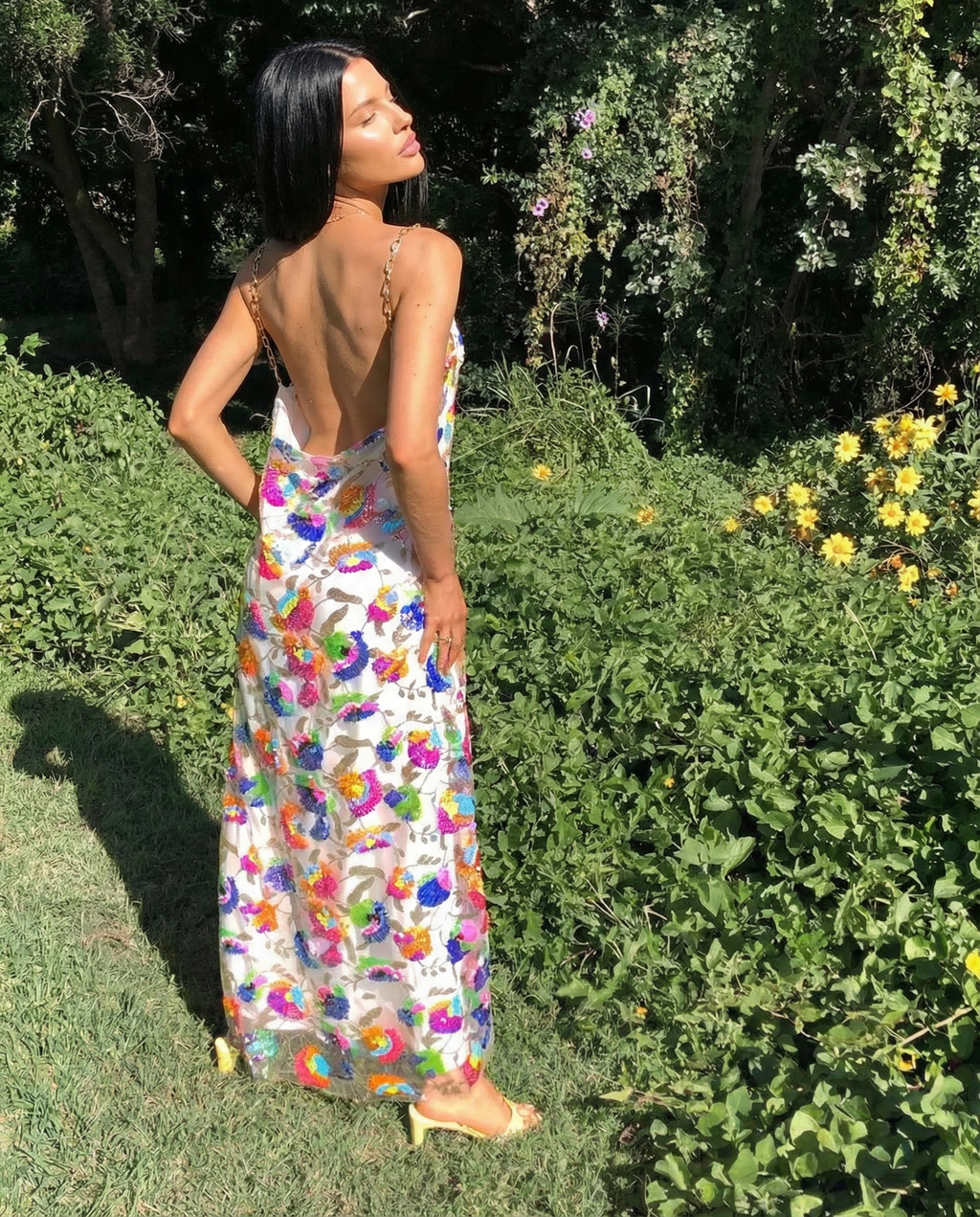 EVIE | Sequin Embroidered Backless Maxi Dress
