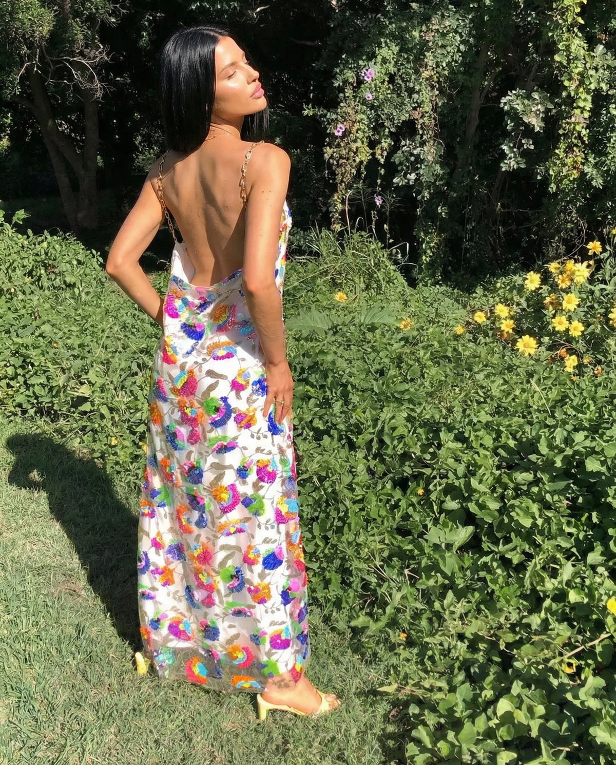 EVIE | Sequin Embroidered Backless Maxi Dress