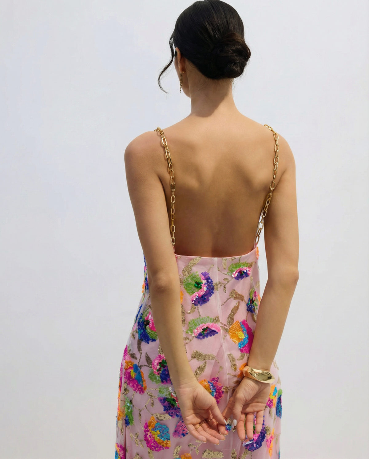 EVIE | Sequin Embroidered Backless Maxi Dress