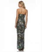 EVIE | Strapless Floral Sequin Corset Maxi Dress