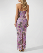 EVIE | Strapless Floral Sequin Corset Maxi Dress