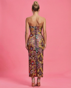 EVIE | Strapless Floral Sequin Corset Maxi Dress