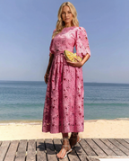 EVIE | Floral Lace Short Sleeve Crop Top Maxi Skirt Set