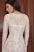 EVIE | Lace Corset Back Long Sleeve Maxi Dress