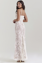 EVIE | Lace Corset Back Long Sleeve Maxi Dress