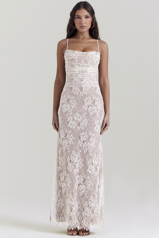 EVIE | Lace Corset Back Long Sleeve Maxi Dress