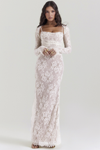 EVIE | Lace Corset Back Long Sleeve Maxi Dress