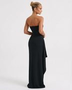 EVIE | Strapless Ruched Split Maxi Dress