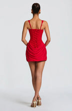 EVIE | Corset Draped Skirt Mini Dress
