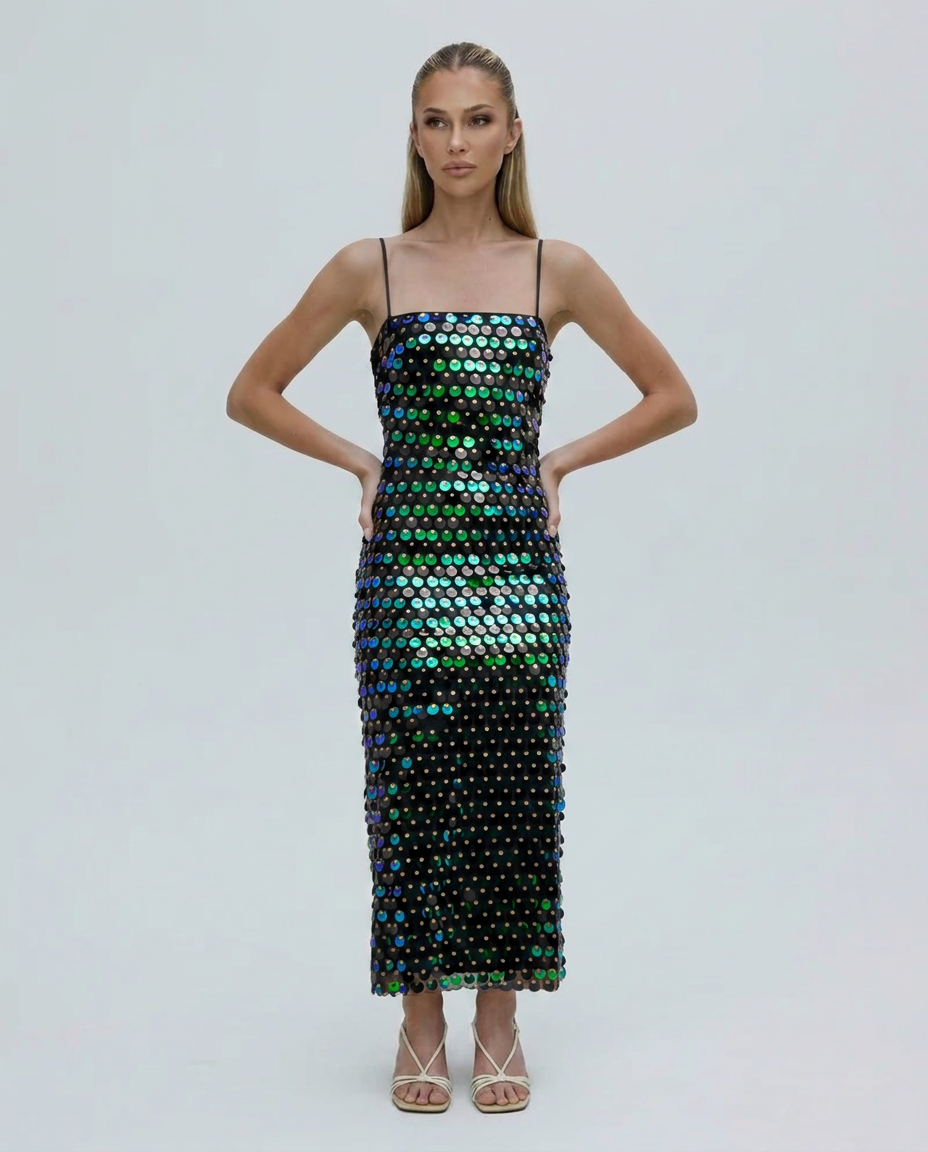 EVIE | Sequin Bodycon Midi Dress