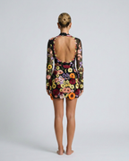 EVIE | Sheer Floral Embroidery Long Sleeve Mini Dress