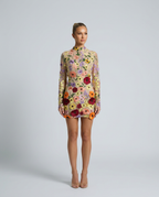EVIE | Sheer Floral Embroidery Long Sleeve Mini Dress