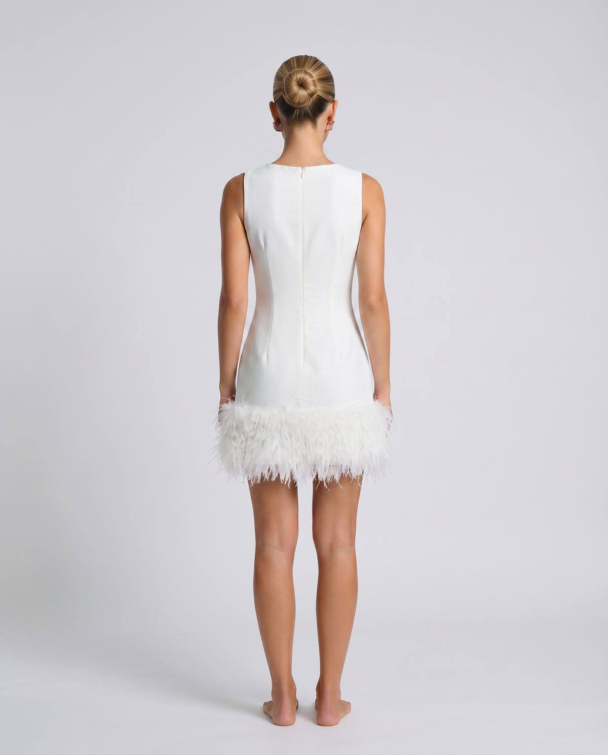 EVIE | Feather Hem Sleeveless Mini Dress