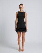 EVIE | Feather Hem Sleeveless Mini Dress