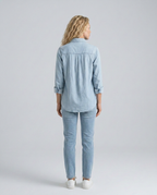EVIE | Long Sleeve Button Front Denim Shirt