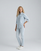 EVIE | Long Sleeve Button Front Denim Shirt
