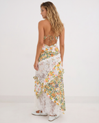 EVIE | Floral Print Lace Panel Maxi Dress