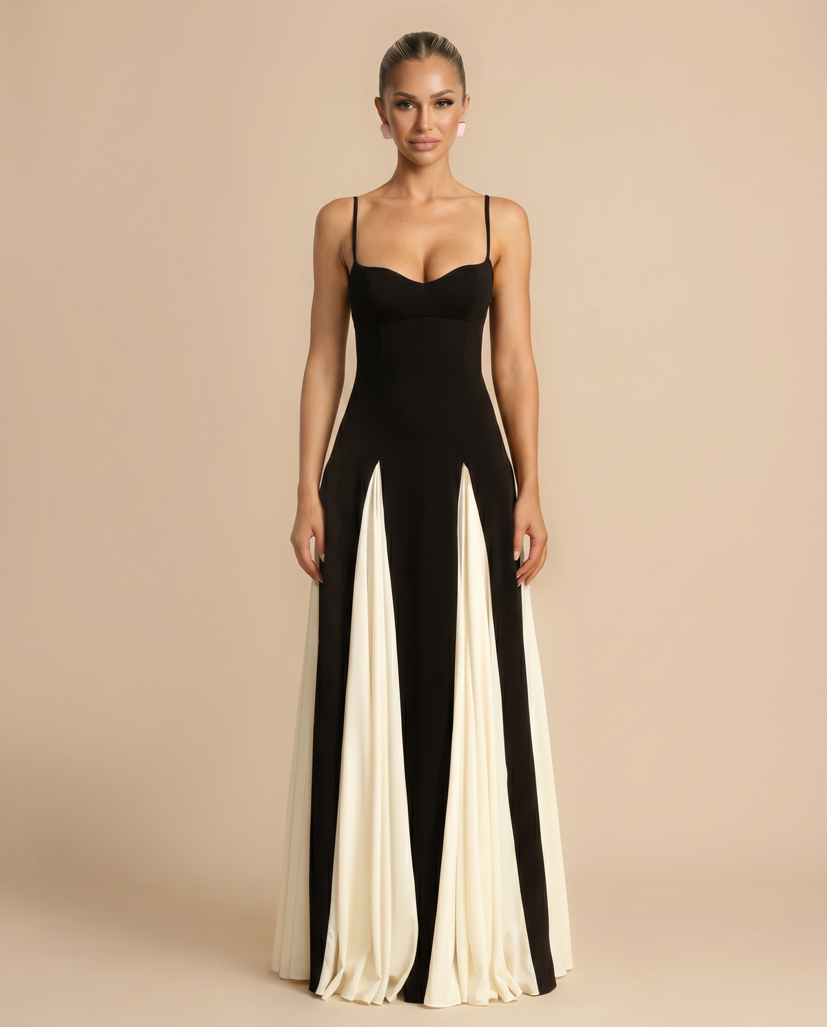 EVIE | Contrast Panel Sleeveless Maxi Dress