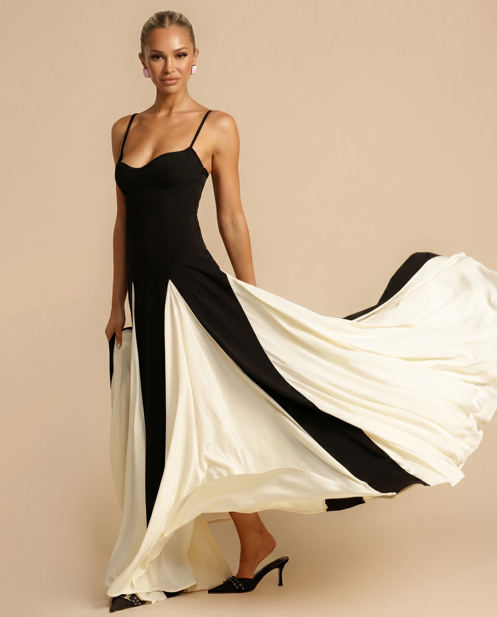EVIE | Contrast Panel Sleeveless Maxi Dress