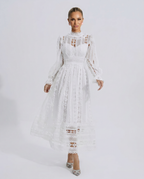 EVIE | Lace Corset Long Sleeve Midi Dress