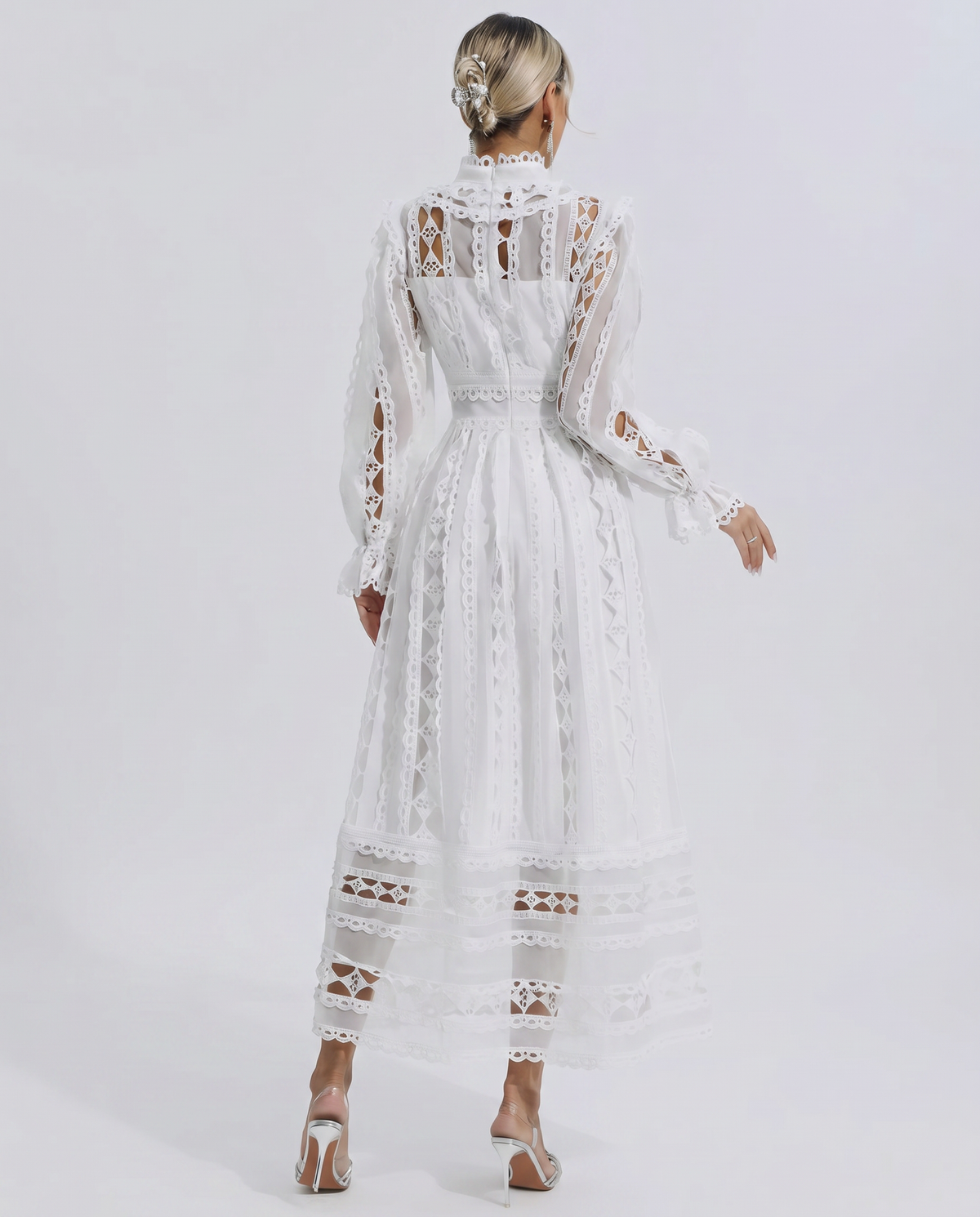 EVIE | Lace Corset Long Sleeve Midi Dress