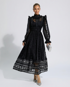 EVIE | Lace Corset Long Sleeve Midi Dress
