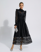 EVIE | Lace Corset Long Sleeve Midi Dress