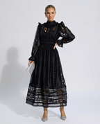 EVIE | Lace Corset Long Sleeve Midi Dress