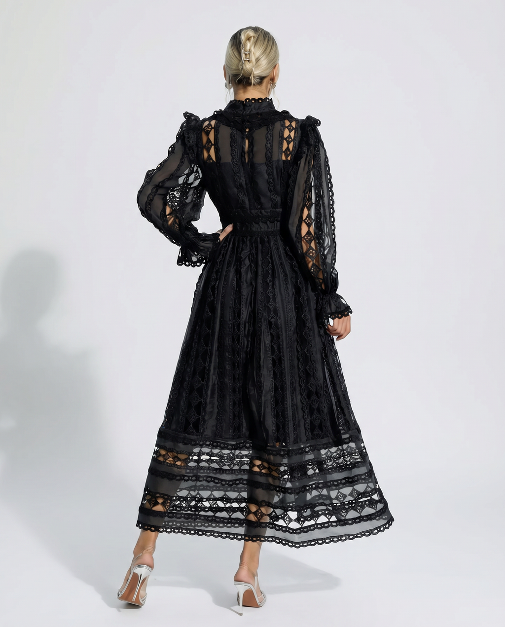 EVIE | Lace Corset Long Sleeve Midi Dress