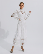 EVIE | Lace Corset Long Sleeve Midi Dress