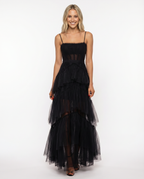 EVIE | Mesh Corset Tiered Skirt Maxi Dress