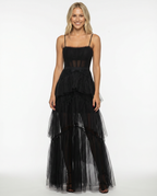 EVIE | Mesh Corset Tiered Skirt Maxi Dress