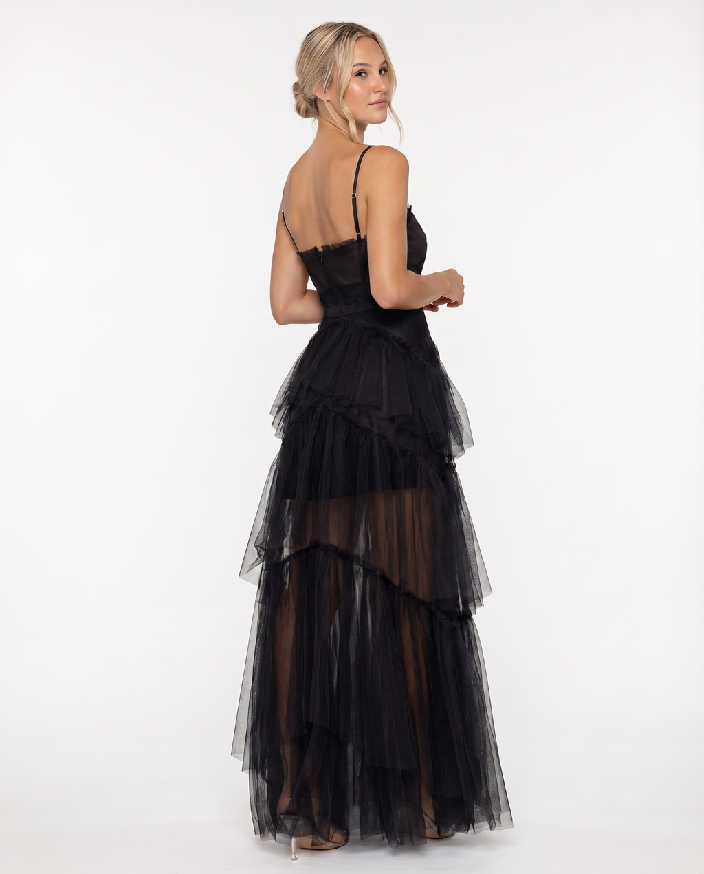 EVIE | Mesh Corset Tiered Skirt Maxi Dress