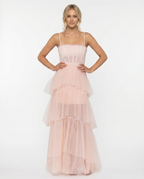EVIE | Mesh Corset Tiered Skirt Maxi Dress