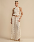 EVIE | Halter Top Pleated Maxi Skirt Set