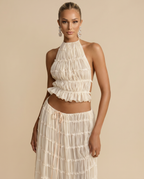 EVIE | Halter Top Pleated Maxi Skirt Set