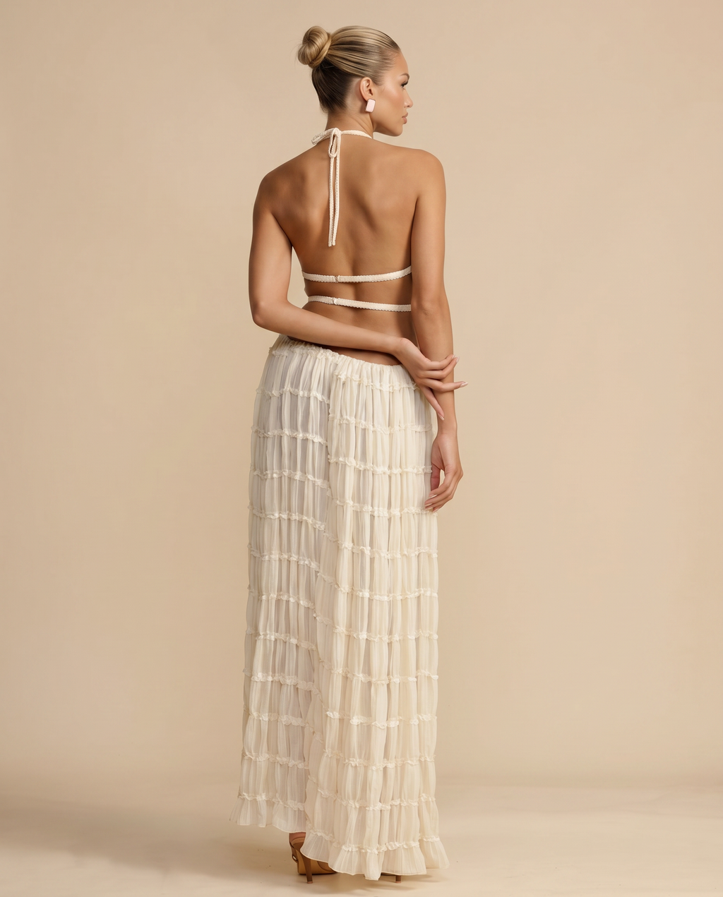 EVIE | Halter Top Pleated Maxi Skirt Set